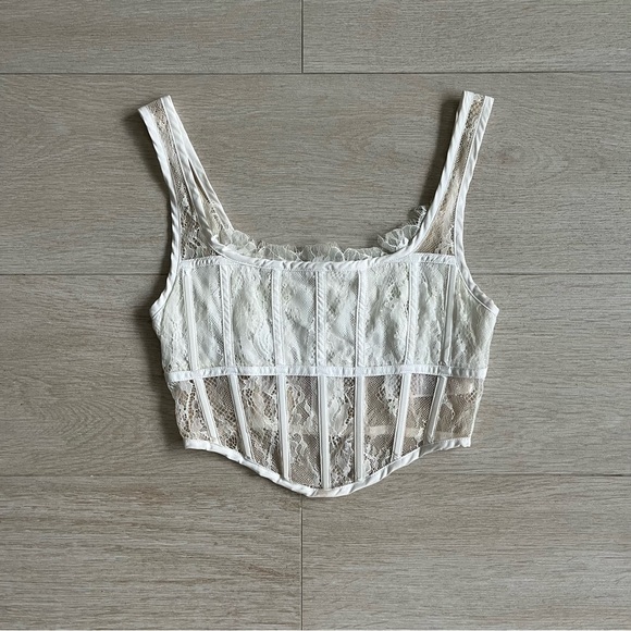 STEELE Tops - STEELE brand white lace corset bustier. Size XS. Worn once. Perfect Condition. W